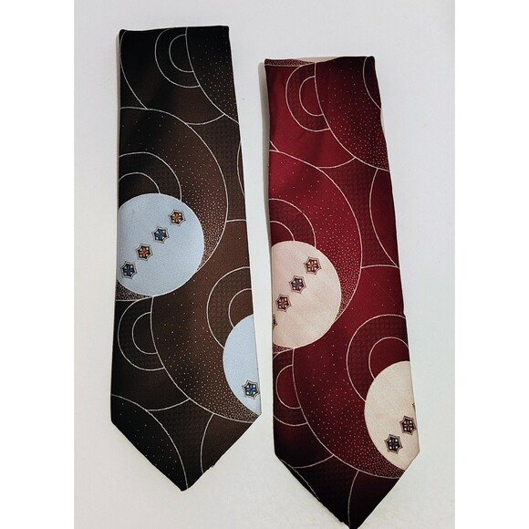 Arden Cravats Luxury Tie Geometric Pattern Printed Silk Brown Neck tie - Picture 1 of 7